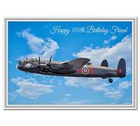Special 100th Birthday Cards - Unusual Unique - Happy One hundredth 100 year old (Friend 100th Birthday Card - Lancaster Airplane)