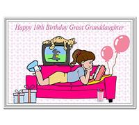 Special 10th Birthday Card Girl - Age Ten - Unusual Unique Cool Best 10 year old (Great Granddaughter 10th Bday Gift Balloon Reading)