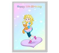 Special 11th Birthday Card Girl - Age Eleven - Unusual Unique Best 11 year old (Happy 11th Bday - Girls Cat Heart)