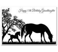 Special 13th Birthday Card - Teenage Girl - Unusual Unique Best Cool 13 year old (Granddaughter 13th Bday - Thirteen - Horse Pony Foal) Thirteenth Grand Daughter Birthday Wishes - eco-friendly UK made