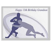 Special 13th Birthday Cards for him - Unusual Unique Cool 13 year old boy (Grandson 13th Bday Card - Rugby theme)
