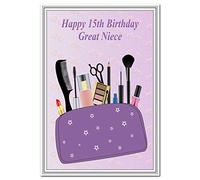Special 15th Birthday Card - Teenage Girl - Unusual Unique Best Cool 15 year old (Great Niece 15th Bday - Makeup and Cosmetics)