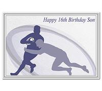 Special 16th Birthday Cards for him - Unusual Unique Cool 16 year old boy (Son 16th Bday Card - Rugby theme)