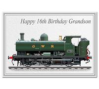 Special 16th Birthday Cards - Unusual Unique Cool Happy Sixteenth 16 year old (Grandson 16th Card - GWR Steam Train)