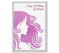 Special 17th Birthday Card - Teenage Girl - Unusual Unique Cool 17 Year Old (Granddaughter 17th Bday - Pink Heart Silhouette)