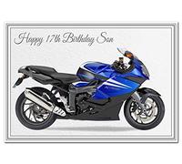 Special 17th Birthday Cards - Unusual Unique Cool Happy Seventeenth 17 year old (Son 17th Card - Motorbike)