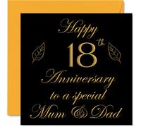 Special 18th Anniversary Card for Dad Mum Parents - Special Mum & Dad - Happy 18 Wedding Anniversary Cards from Son Daughter Family, 145mm Greeting Cards for Anniversaries