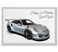 Special 21st Birthday Cards - Unusual Unique Cool Happy Twenty-first 21 year old (Great Nephew 21st Card - Sports Car)