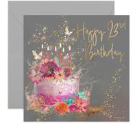 Special 23rd Birthday Card for Women - Twenty Three Female Birthday Card - Pink Birthday Cake Sparkles and Butterflies Card - For Sister, Aunt, Friend, Daughter | Blank Inside