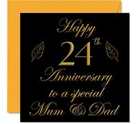 Special 24th Anniversary Card for Dad Mum Parents - Special Mum & Dad - Happy 24 Wedding Anniversary Cards from Son Daughter Family, 145mm Greeting Cards for Anniversaries