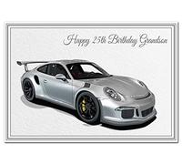 Special 25th Birthday Cards - Unusual Unique Cool Happy Twenty-fifth 25 year old (Grandson 25th Card - Sports Car)