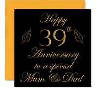 Special 39th Anniversary Card for Dad Mum Parents - Special Mum & Dad - Happy 39 Wedding Anniversary Cards from Son Daughter Family, 145mm Greeting Cards for Anniversaries