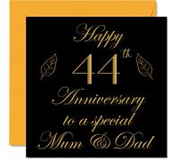 Special 44th Anniversary Card for Dad Mum Parents - Special Mum & Dad - Happy 44 Wedding Anniversary Cards from Son Daughter Family, 145mm Greeting Cards for Anniversaries