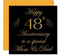 Special 48th Anniversary Card for Dad Mum Parents - Special Mum & Dad - Happy 48 Wedding Anniversary Cards from Son Daughter Family, 145mm Greeting Cards for Anniversaries