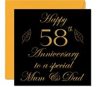 Special 58th Anniversary Card for Dad Mum Parents - Special Mum & Dad - Happy 58 Wedding Anniversary Cards from Son Daughter Family, 145mm Greeting Cards for Anniversaries
