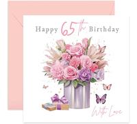 Special 65th Birthday Card for Female Friend - Floral Bouquet Gift to Celebrate 65 Years Old Birthday for Her - Traditional Style Birthday Cards for Women - Beautiful Design for Her