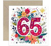 Special 65th Birthday Card for Woman - Beautiful and Joyful Floral Artwork for Her - Adult Milestone Age Colourful Design for Daughter, Granddaughter, Niece - Blank Design with Envelope