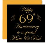 Special 69th Anniversary Card for Dad Mum Parents - Special Mum & Dad - Happy 69 Wedding Anniversary Cards from Son Daughter Family, 145mm Greeting Cards for Anniversaries