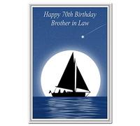 Special 70th Birthday Cards for him - Unusual Unique Cool 70 year old man (Brother in Law 70th Bday Card - Sailing theme)