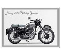 Special 70th Birthday Cards - Unusual Unique Cool Happy Seventieth 70 year old (Grandad 70th Birthday Card - AJS Motorbike)