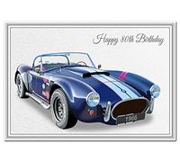 Special 80th Birthday Cards - Unusual Unique Cool - Happy Eightieth 80 year old (80th Birthday Card - Cobra car)