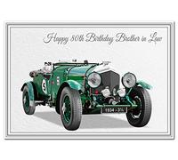 Special 80th Birthday Cards - Unusual Unique Cool - Happy Eightieth 80 year old (Brother in Law 80th Birthday Card - Classic Car)