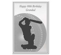 Special 80th Birthday Cards - Unusual Unique Cool - Happy Eightieth 80 year old (Grandad 80th Birthday Card - Cricket Cricketer)