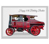 Special 85th Birthday Cards - Unusual Unique Cool Happy Eighty-fifth 85 year old (Brother 85th Birthday Card - Steam Tractor)