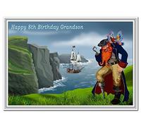 Special 8th Birthday Card Boy - Age Eight - Unusual Cute Unique Best 8 year (Grandson 8th Bday - Pirate)