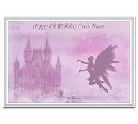 Special 8th Birthday Card Girl - Age Eight Unusual Cute Unique Best 8 year old (Great Niece 8th Bday - Fairy Castle)