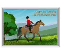 Special 9th Birthday Card Girl - Age Nine - Unusual Unique Cool Best 9 year old (Great Granddaughter 9th Bday - Horse Pony Riding)