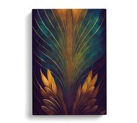 Special Abstract Feathers No.1 Red, Black, Peach Canvas Print | Gallery Wrapped 30mm Frame Wall Art | 30x20 inches | Ready to Hang | Abstract Still Life Picture | Living Room Bedroom Lounge Office