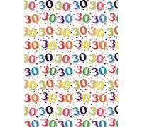 Special Age 30 Gift Wrapping Paper 1 Sheet & Matching Gift Tag - 30th Birthday
