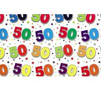 Special Age 50 Gift Wrapping Paper 1 Sheet & Matching Gift Tag - 50th Birthday