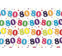 Special Age 80 Gift Wrapping Paper 1 Sheet & Matching Gift Tag - 80th Birthday