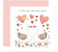 Special Anniversary Card for Husband Wife - 'Love You Silly Goose' Beautiful Painted Artwork of Geese in Love - Valentine's Day - Gift for Boyfriend - Blank Inside with Envelope