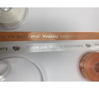 Special Anniversary Printed Ribbon with Metallic Print 25mm x 1 Metre Length (35th onto Ivory)