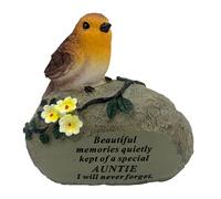 Special Auntie Graveside Memorial Robin Bird Resin Stone Grave Plaque Ornament Decoration Sadly Missed