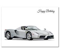 Special Birthday Card for Men - 2003 Italian Enzo Sports Motor Car - Male Greeting card - Male Happy Birthday Best Wishes All Ages - Unique Unusual Cool Vector Art for him - Blank Inside - Made in UK