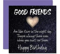 Special Birthday Cards for Friend - Friends Like Stars - Happy Birthday Card for Friend from Bestie, 145mm Friendship Greeting Cards Gift Bestfriend
