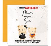 Special Birthday Cards for Mum - Fantasic Mum - Happy Birthday Card from Son, Mother Gifts, 145mm Sentimental Mother's Day Greeting Cards Mama Mom Mam Mammy