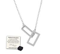 Special Bond Rectangle Interlocking Necklace, Mother & Daughter Forever Linked Together Necklace, S925 Silver Mother Daughter Necklace for Women (Silver)