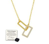 Special Bond Rectangle Interlocking Necklace, Mother & Daughter Forever Linked Together Necklace, S925 Silver Mother Daughter Necklace for Women (Gold)