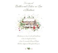 Special Brother and Sister-in-Law Christmas Card - Snowy Cottage and Sentiment Verse Embossed with Foil and Flitter Details - By ICG