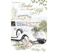 Special Brother & Beautiful Wife on Your Wedding Day - Glittered Wedding Card
