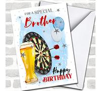 Special Brother Birthday Darts Beer Pint Blue Pub Painted Personalised Card | Birthday Card | Design Birthday Card