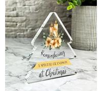 Special Candle Gold Grandson Christmas Memorial Gift Xmas Tree Keepsake Plaque | Acrylic Ornament Gift Christmas Xmas Memorial Remembrance Sympathy Keepsake Gift Custom Home Decor Gift