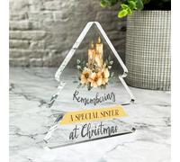 Special Candle Gold Sister Christmas Memorial Gift Xmas Tree Keepsake Plaque | Acrylic Ornament Gift Christmas Xmas Memorial Remembrance Sympathy Keepsake Gift Custom Home Decor Gift