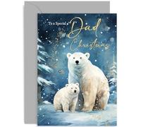 Special Christmas Card for Dad, Xmas Design, Heartfelt Sweet Cute Polar Bear Design, For Him