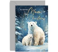 Special Christmas Card for Mum, Xmas Design, Heartfelt Sweet Cute Polar Bear Design, For Her